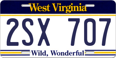 WV license plate 2SX707
