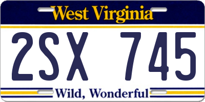 WV license plate 2SX745