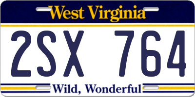 WV license plate 2SX764
