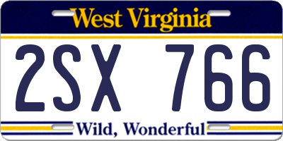 WV license plate 2SX766