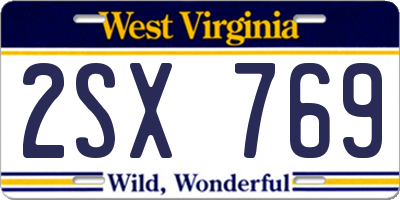 WV license plate 2SX769