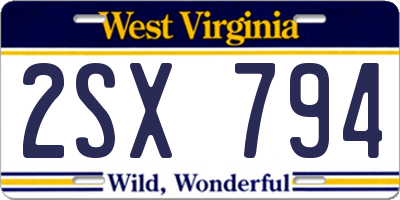 WV license plate 2SX794