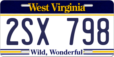 WV license plate 2SX798