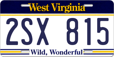 WV license plate 2SX815