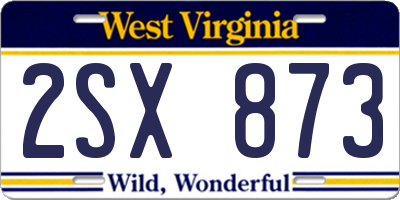 WV license plate 2SX873