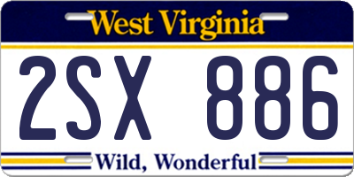 WV license plate 2SX886