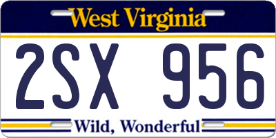 WV license plate 2SX956