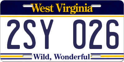 WV license plate 2SY026