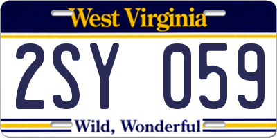 WV license plate 2SY059