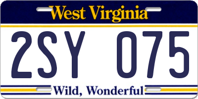 WV license plate 2SY075
