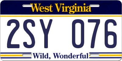 WV license plate 2SY076