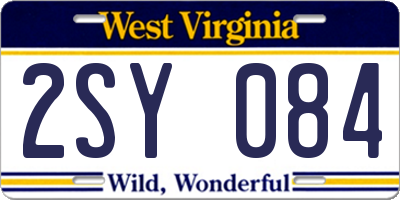 WV license plate 2SY084