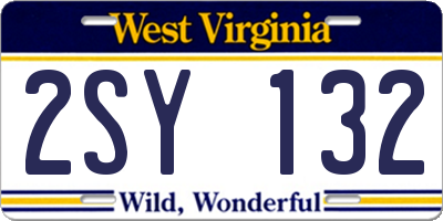 WV license plate 2SY132