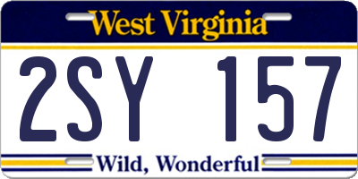 WV license plate 2SY157