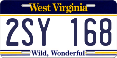 WV license plate 2SY168