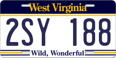 WV license plate 2SY188