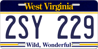 WV license plate 2SY229