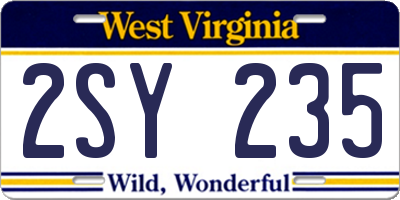 WV license plate 2SY235
