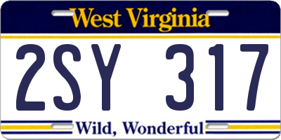 WV license plate 2SY317