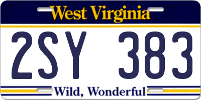WV license plate 2SY383