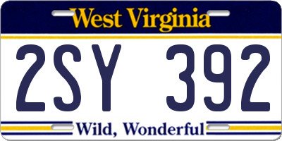 WV license plate 2SY392
