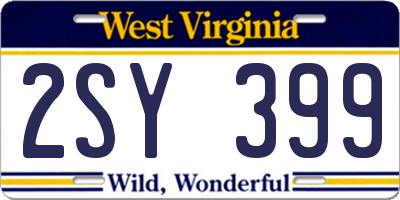 WV license plate 2SY399