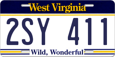WV license plate 2SY411