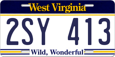 WV license plate 2SY413