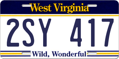 WV license plate 2SY417