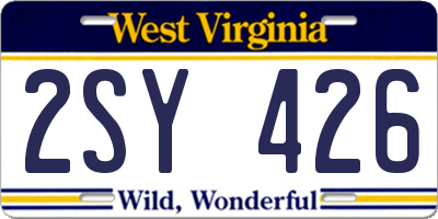 WV license plate 2SY426