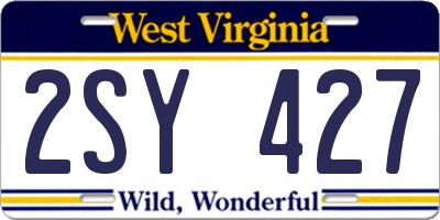 WV license plate 2SY427
