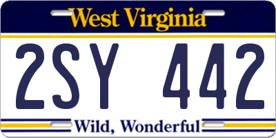 WV license plate 2SY442