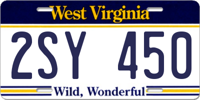 WV license plate 2SY450
