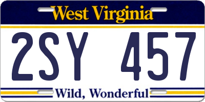 WV license plate 2SY457