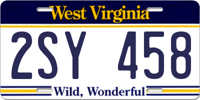 WV license plate 2SY458