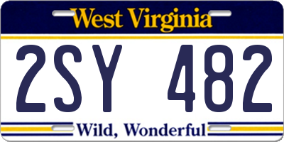 WV license plate 2SY482