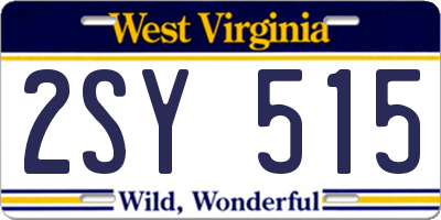 WV license plate 2SY515
