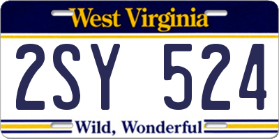 WV license plate 2SY524