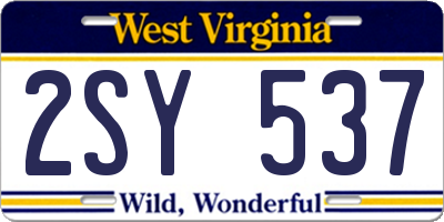 WV license plate 2SY537
