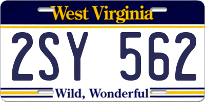 WV license plate 2SY562