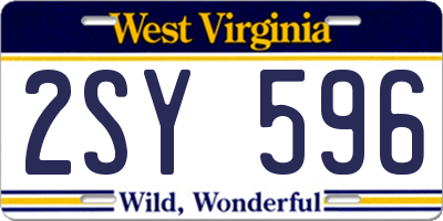 WV license plate 2SY596