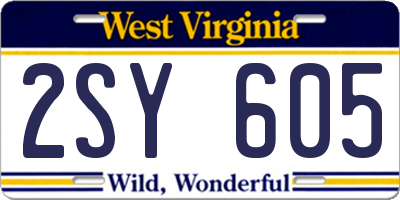 WV license plate 2SY605