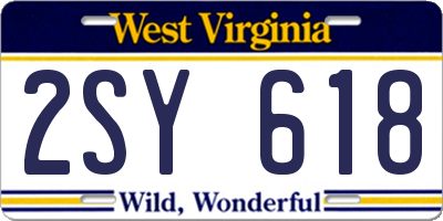 WV license plate 2SY618