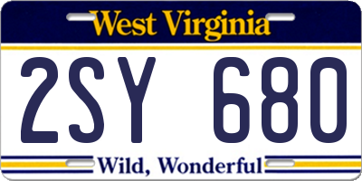 WV license plate 2SY680