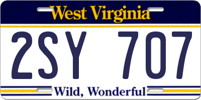 WV license plate 2SY707