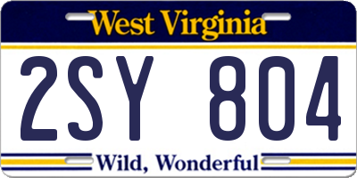 WV license plate 2SY804