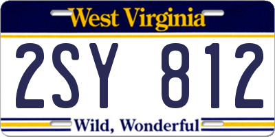 WV license plate 2SY812