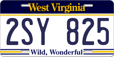 WV license plate 2SY825