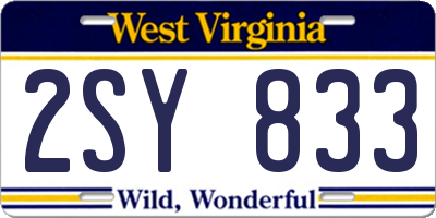 WV license plate 2SY833