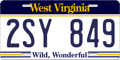 WV license plate 2SY849